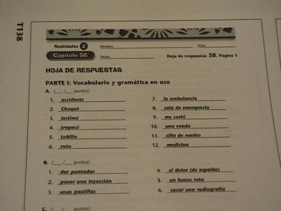 Realidades 2 Book Answer Key