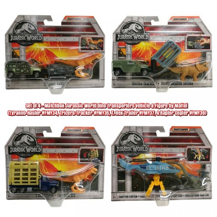 Ebluejay Set Of 4 Matchbox Jurassic World Dino Transporters - ebluejay roblox mystery celebrity figures series 1 gold