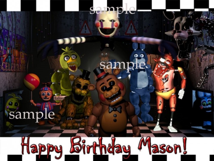 Five Nights at Freddy's 5 Edible Birthday Cake Topper