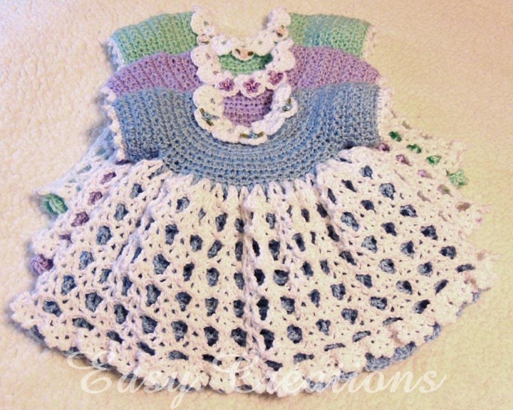 eBlueJay: Star Stitch Baby Dress instant digital download crochet pattern