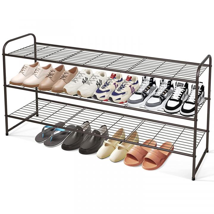 Great Choice Products Long 3 Tier Shoe Rack For Entryway, Closet Floor, Wide  Shoe Storage Organizer