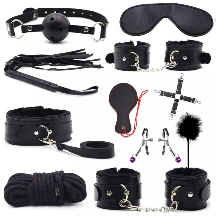 11 Pcs BDSM Leather Bondage Sets Restraint Kits