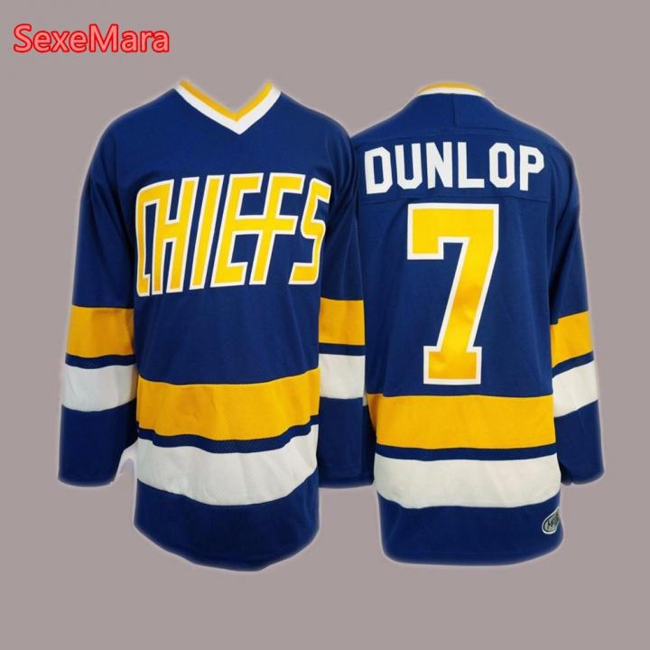 eBlueJay: Hanson Brothers Charlestown Ice Hockey Jersey #7 Reggie DUNLOP  Movie s Blue S