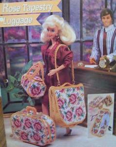 Plastic Canvas Barbie Fashion Doll Pattern ROSE TAPESTRY LUGGAGE