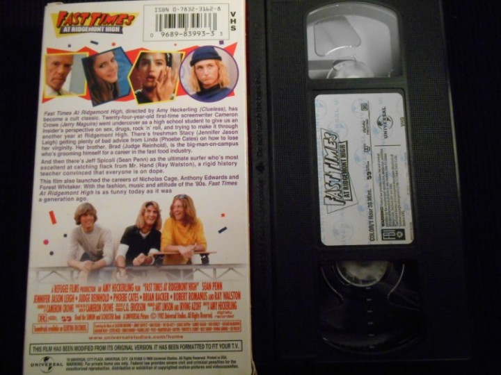 eBlueJay: FAST TIMES AT RIDGEMONT HIGH VHS NTSC (1982) SEAN PENN ...