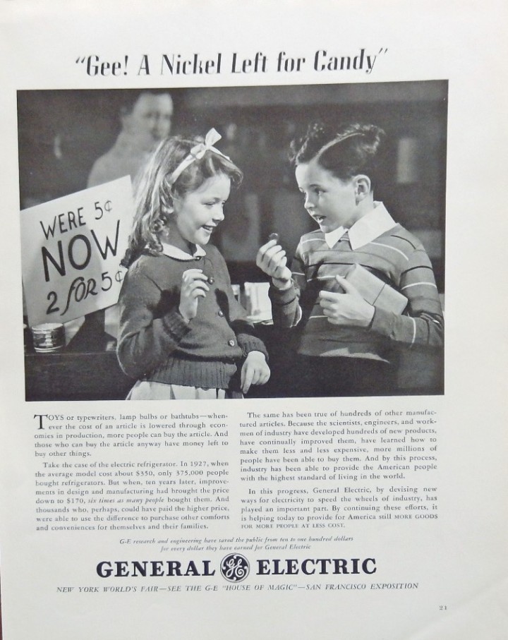 EBlueJay: General Electric, 1939 Original Advertisment. B&W ...