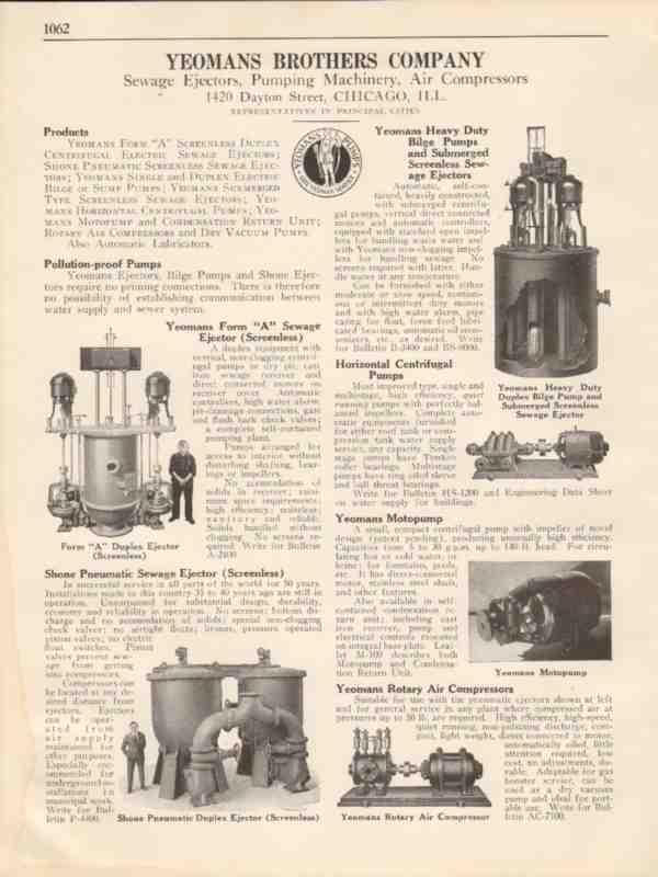 eBlueJay: Yeomans Brothers 1931 Sewage Ejectors Pumps Vintage Catalog