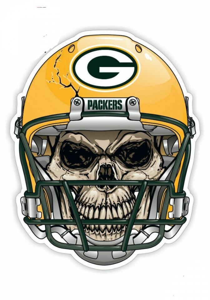 Green Bay Packers Skull Vinyl Decal - Car Sticker - for Walls, Cornhole  Boards