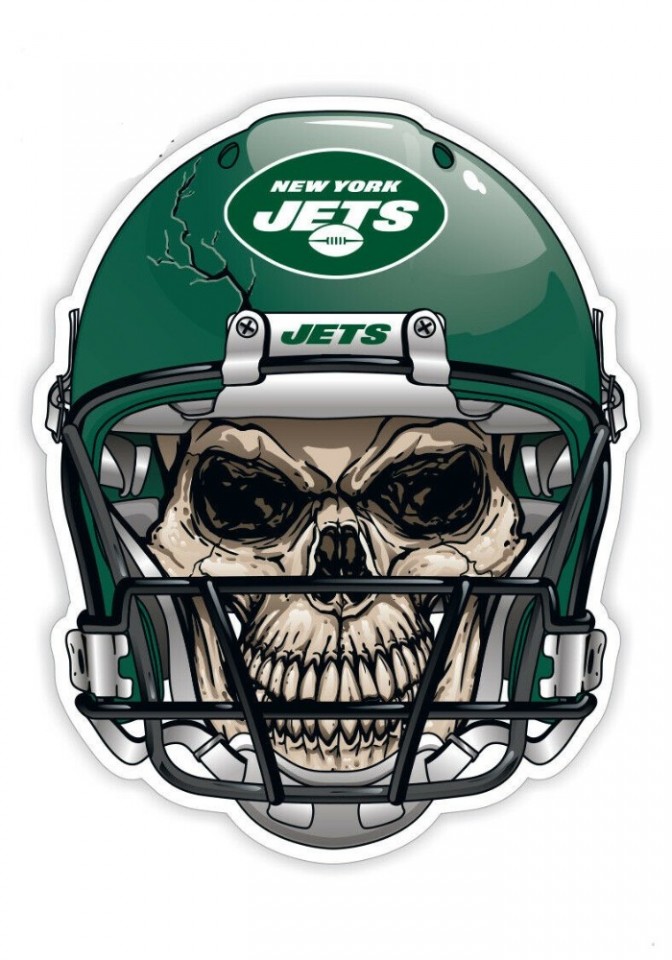 eBlueJay: New York Jets Skull Sticker Decal 4 Inch #00185 Great For Yeti  Laptop Car Window