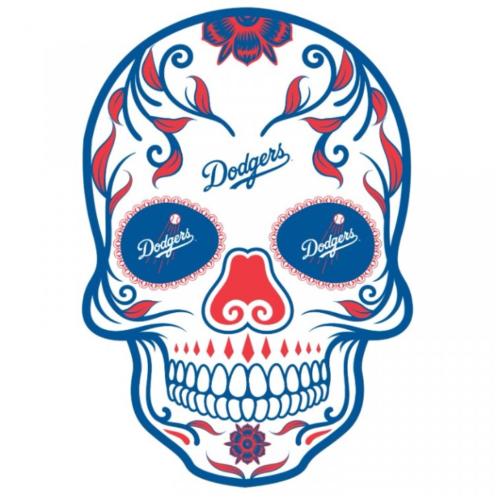 LA Dodgers Skull Vinyl Decal ~ Car Sticker - for Walls, Cornhole Boards